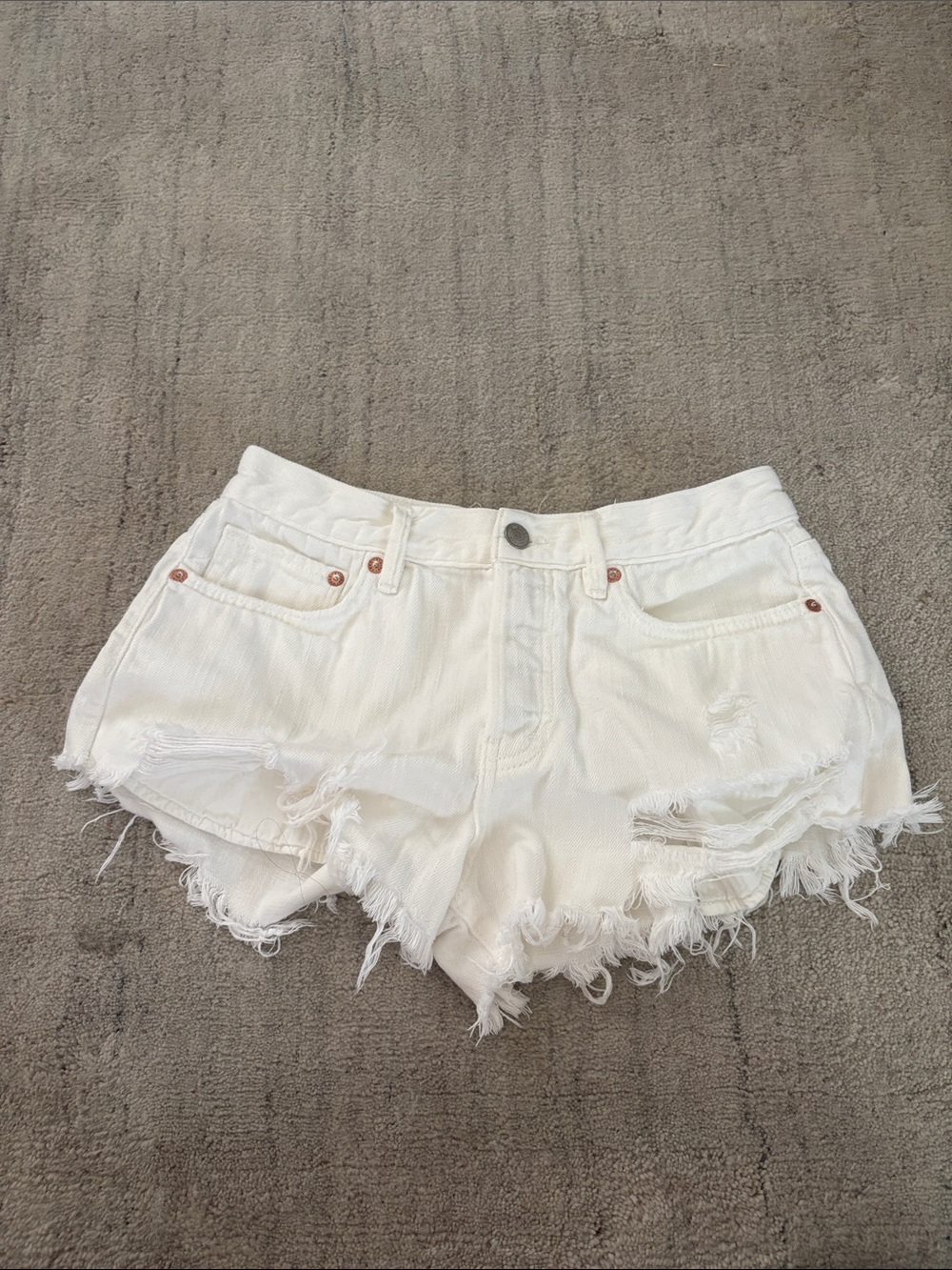 Free People White Distressed Denim Cutoff Shorts